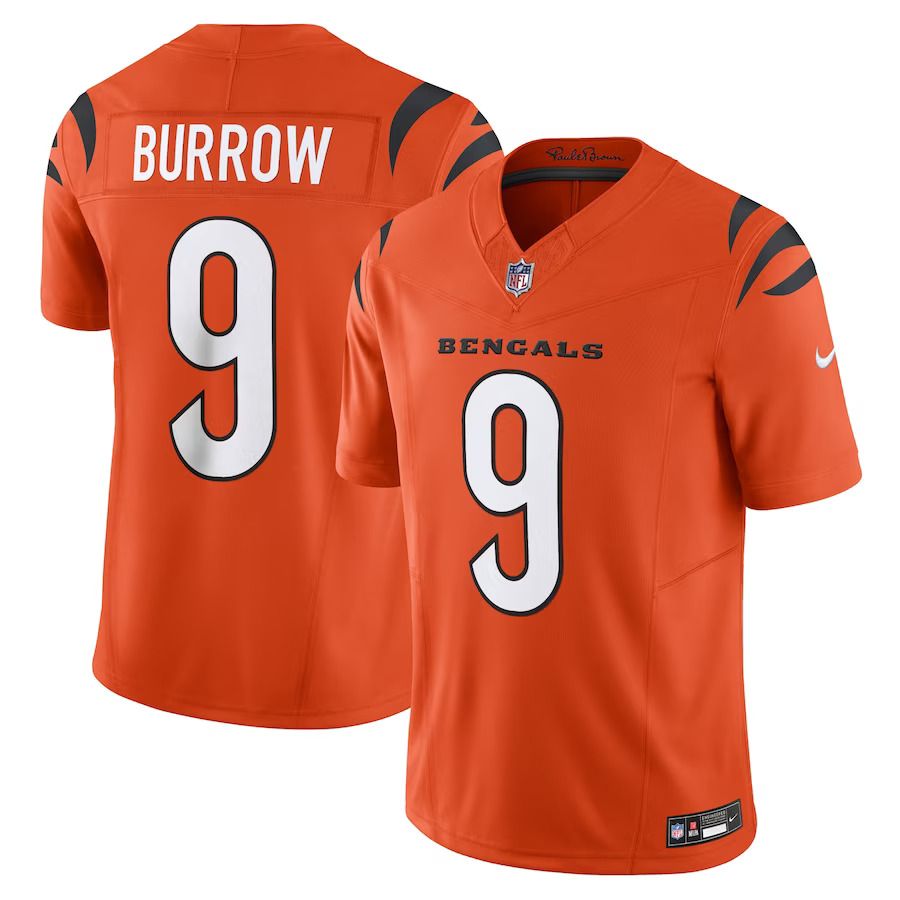Men Cincinnati Bengals 9 Joe Burrow Nike Orange Vapor F.U.S.E. Limited NFL Jersey